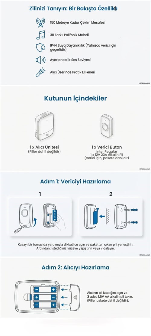 Noas Kablosuz Dijital Kapı Zili YL03-3001