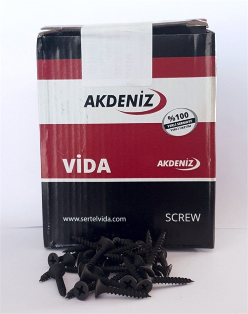 Akdeniz Alçıpan Vidası Sivri Uçlu Siyah 3.5X25 (1000 Adet)