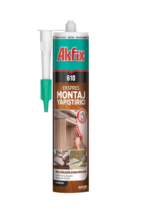 Akfix 610 Poliüretan Montaj Yapıştırıcı (Sıvı Çivi) Şeffaf