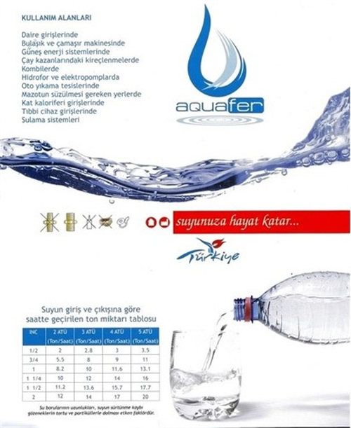 Aquafer 10 Inç Yıkanabilir Su Arıtma Filtresi (1”-1/4 Inç Girişli)