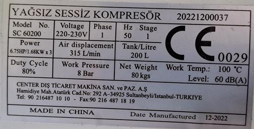 Attlas 200 LT 6,75 HP Sessiz Monofaze Kompresör SC60200