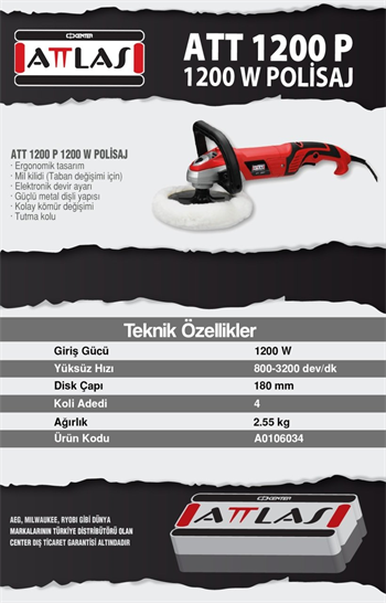Attlas ATT 1200 P Polisaj Motoru 1200 W