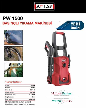 Attlas PW1500 Basınçlı Yıkama Makinası 1500W - 140 Bar
