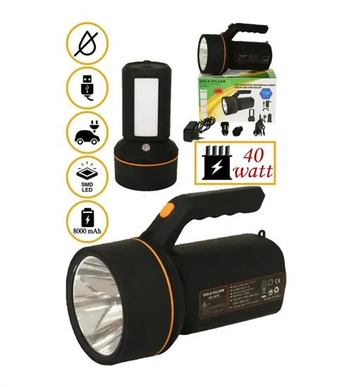Gold Silver GS-2671  Şarjlı Florasanlı 40 Watt Kamp-Avcılık-Balıkçılık El Feneri 