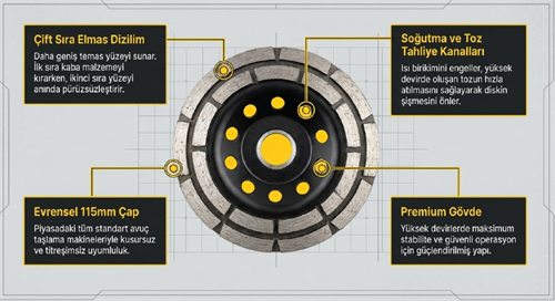 Sgs Çift Sıra Elmas Beton Taşlama Diski 115 mm SGS2313