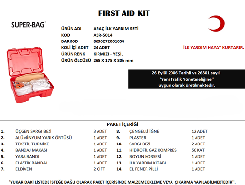 Super-Bag İlk Yardım Seti ASR-5014