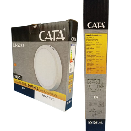Cata Led Panel S/Ü Yuvarlak 18W Beyaz CT-5233B