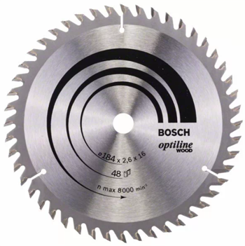Bosch Daire Testere Bıçağı Optiline Wood 184x2,6x16 mm 48 Diş 2608641181