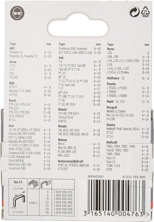 Bosch Typ 53 Zımba Teli 11,4x10MM 1609200366