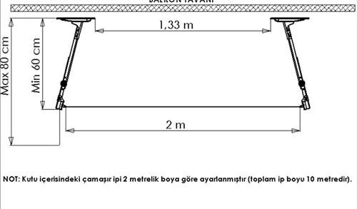 Bravomeıster Tavana Montajlı Çamaşır Askılığı