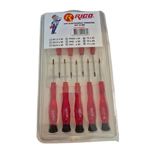 Rico 003-RK0059 9 Parça Elektronikçi Tornavida Seti 50 MM