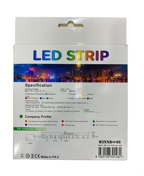 Winnboss WN-1144 3 Çipli RGB Şerit Led 5 Metre Kumandalı 