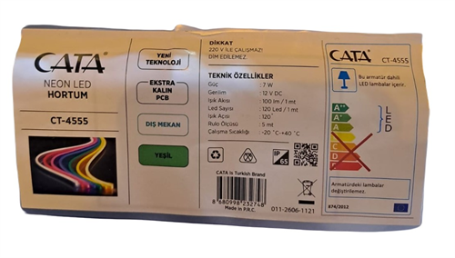 Cata Neon Led Hortum 12V 5Mt Dış Mekan Yeşil CT-4555