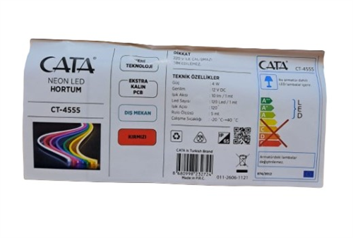Cata Neon Led Hortum 12V 5Mt Dış Mekan Kırmızı CT-4555
