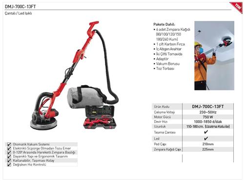 Euromax EXDMJ700C13FT Led Işıklı  Duvar Zımparalama Makinası 225 MM