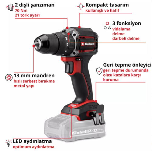 Einhell TP-CD 18/70-C Lİ-İ BL Solo Darbeli Vidalama 4514340