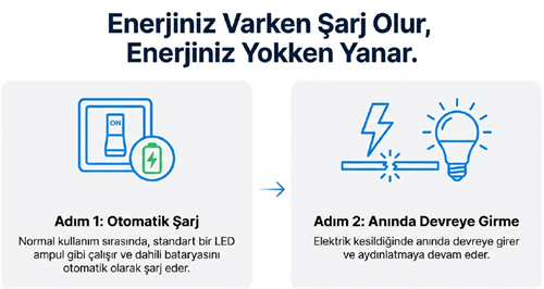 K2 Led Şarjlı Ampul E27 9W Beyaz  Kes075