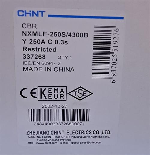 Chint NXMLE-250S/4300BY Bobinli Kompakt Şalter 4P 250A 36KA 337268
