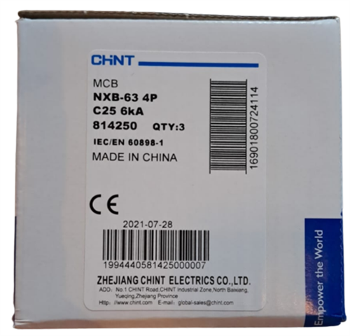 Chint W Otomat 4P C25 6KA NXB-63 814250
