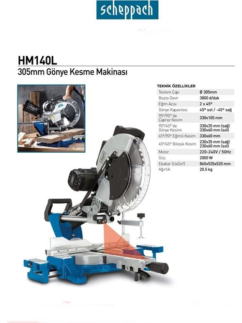 Scheppach HM140L Gönye Kesme Makinası 305MM 2000W