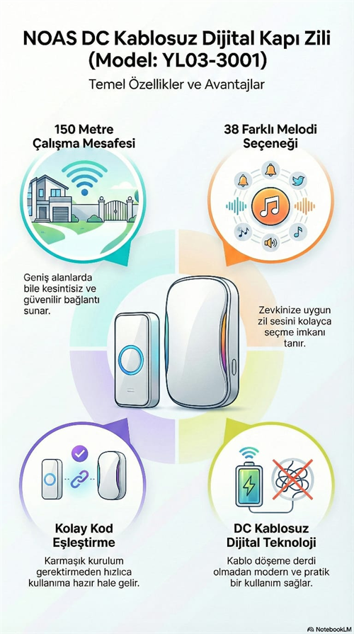 Noas Kablosuz Dijital Kapı Zili YL03-3001