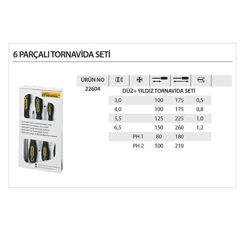 Proxxon 22604 Tornavida Seti Düz + Yıldız Uçlu 6 Parça 