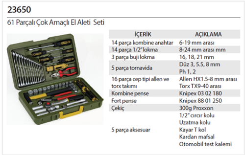 Proxxon 61 Parça Çok Amaçlı El Alet Seti 23650
