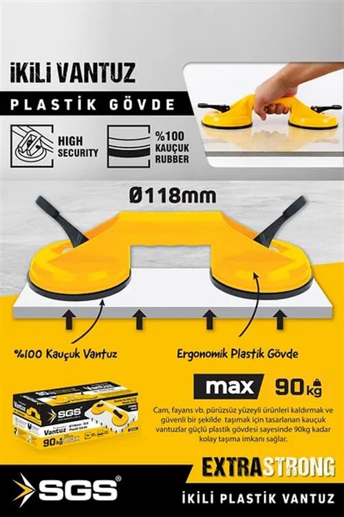 Sgs SGS945 Plastik İkili Vantuz 90KG 118 MM