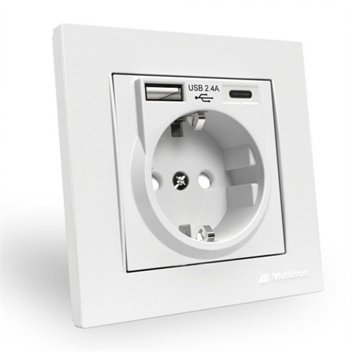 Mutlusan Rita Topraklı Priz Usb+Type-c Beyaz 22206290201