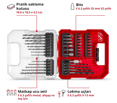 Einhell Matkap+Uç Set 40 Parça 109054