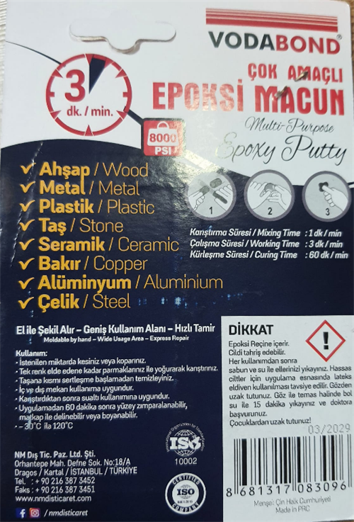 Vodabond Epoksi Macun 9 Gr X 2