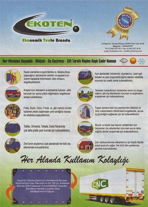 Ekotente Çadır Bezi Branda Ebatlı 10x10 Mt