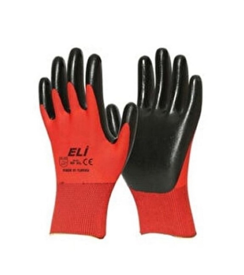 Eli İş Eldiveni Kırmızı-Siyah 10 No