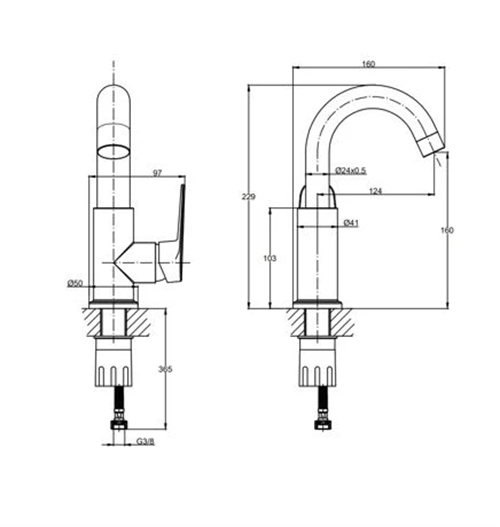 Punto 201 Döner Borulu Lavabo Bataryası A43743