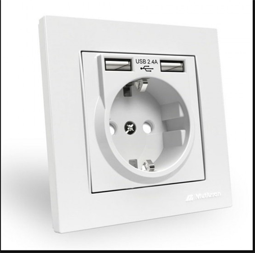Mutlusan Rita Topraklı Priz 2*Usb Beyaz 22206190201