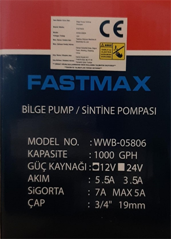 Fastmax Sintine Pompa 1000 12 V WWB-05806