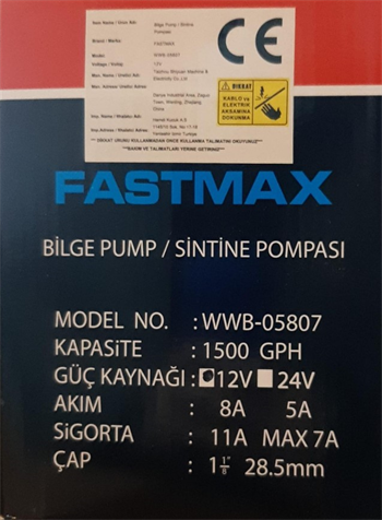 Fastmax Sintine Pompa 1500 12V WWB-05807