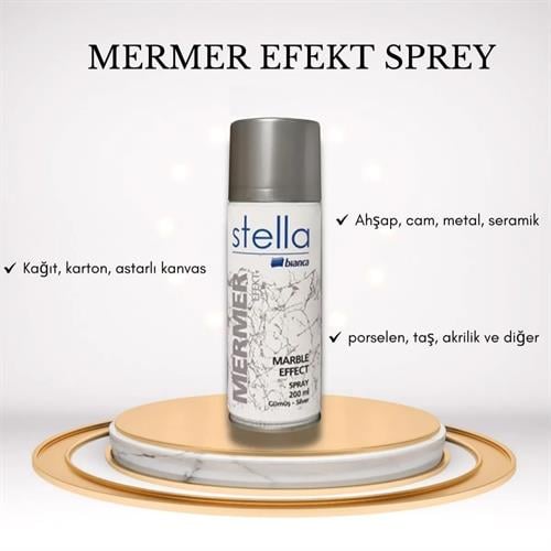 Bianca Stella Sprey Boya Mermer Efekti Gümüş 200 ML