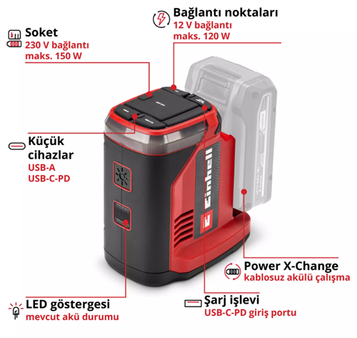 Einhell Te-Es 18/150/1 Li-C Solo Güç Ünitesi 1091310