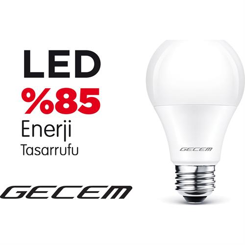Gecem Tasarruflu Led Ampul 9 W Beyaz Işık E27