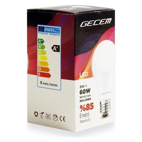 Gecem Tasarruflu Led Ampul 9 W Beyaz Işık E27