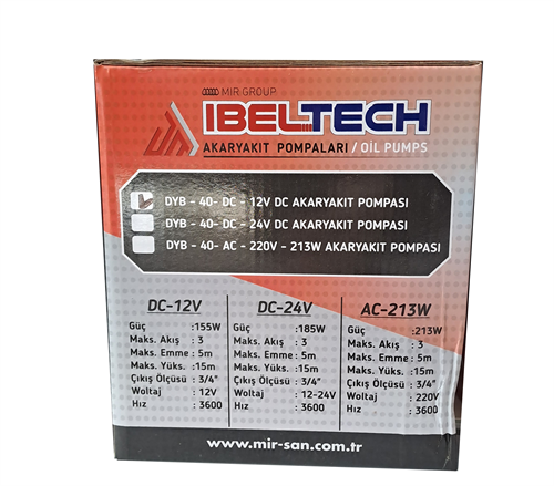 Ibeltech Akaryakıt Pompası DYB-40-DC-12V DC