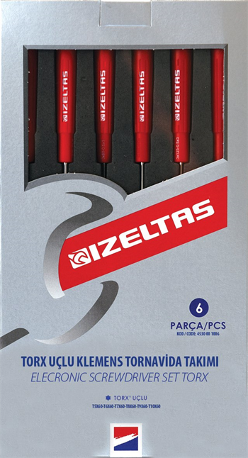 İZELTAŞ Elektronikçi Tip Torx Uçlu Klemens Tornavida Seti 6 Parça