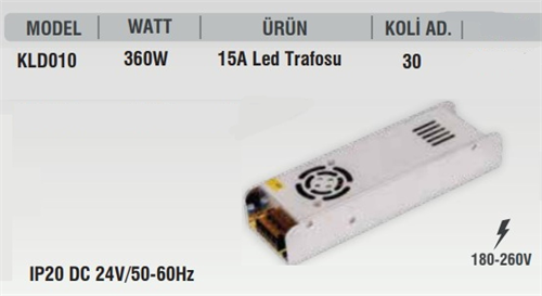 K2 Led Trafo 24V 360W 10A Kld-010
