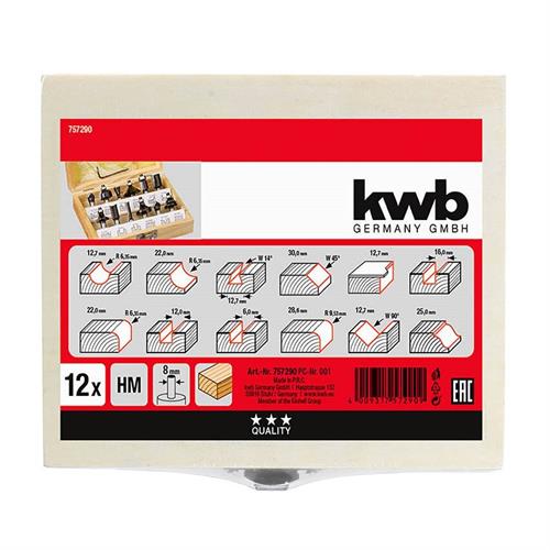 Kwb Ahşap İşleme Freze Bıçak Seti 8 Mm 12 Parça 757290