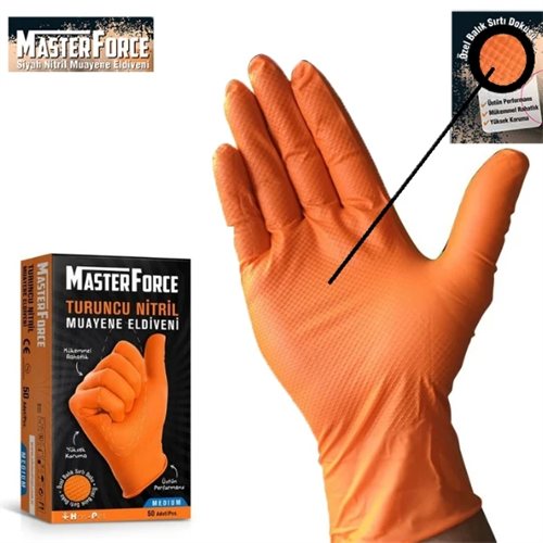 Masterforce Turuncu Nitril Eldiven Xl (50 Adet)