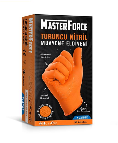 Masterforce Turuncu Nitril Eldiven Xl (50 Adet)