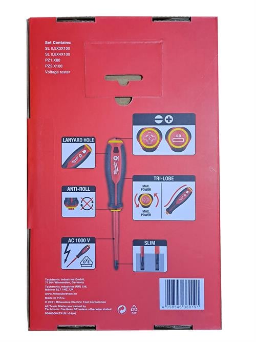 Milwaukee TRİ-LOBE VDE 5 Parça Tornavida Seti 4932478737