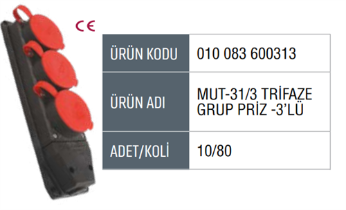 Mutlusan Trifaze Kauçuk Grup Priz 3lü 600313