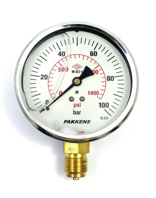 Pakkens 100 Mm 0/100 Bar Alttan Bağlantılı Gliserinli Manometre